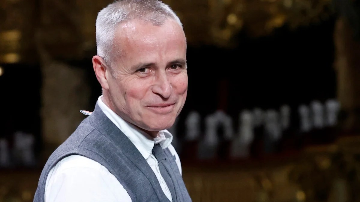Designer Thom Browne walks the runway at the end of the Thom Browne Haute Couture Fall/Winter 2023/2024 show (Credit: Thierry Chesnot/Getty Images)